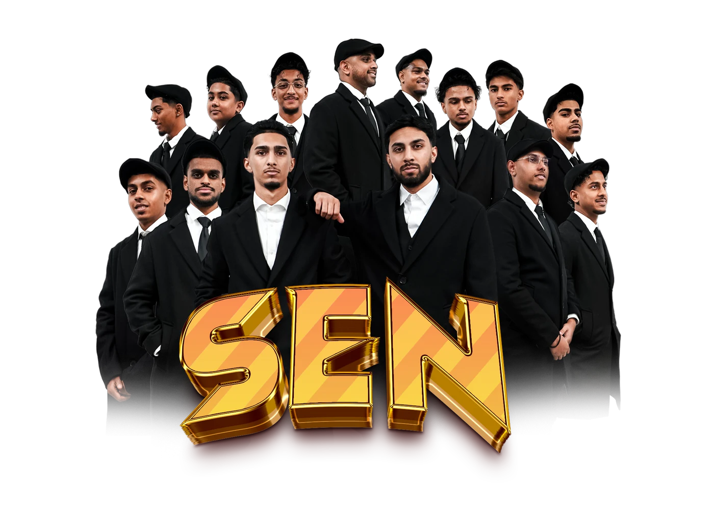 De groep van Special Entertainment Netherlands met het SEN-logo